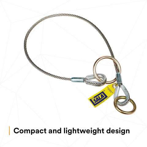 Job Ready Anchorage Connector Pass Thru Tie Off Adaptor for Safety Harnesses six foot stainless steel cable with O ring