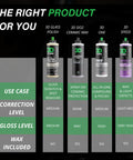 Comparison chart highlighting Glass Polish For Car Windows That Gives You Crystal Clear Vision By Removing Wiper Marks Swirls And Water Spots With Cerium Oxide In A 16 Oz Bottle For Easy Pro Level Glass Restoration and other 3D products.