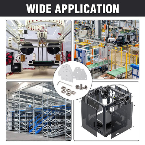 2020 Corner Bracket Joint Plate Set For 20x20mm Aluminum Extrusion Profiles, 30 Pcs T Shape Connectors, 150 Pcs M5 T-Nuts, 150 Pcs M5x8mm Hex Screws, And 1 Pcs Wrench, Lightweight Aluminum Alloy Build For Quick Install And DIY Frames, used in CNC and printer frames
