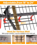 Wall Mounted Ski Rack With Dope Overhead Storage Shelf, Heavy Duty Steel Gear Organizer For Garage Or Shed with adjustable spacing