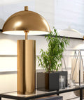 27 Inch Tall Brass Table Lamp With Metal Dome Shade For Nightstand Or Desk, Durable Metal Construction, Focused Downlight