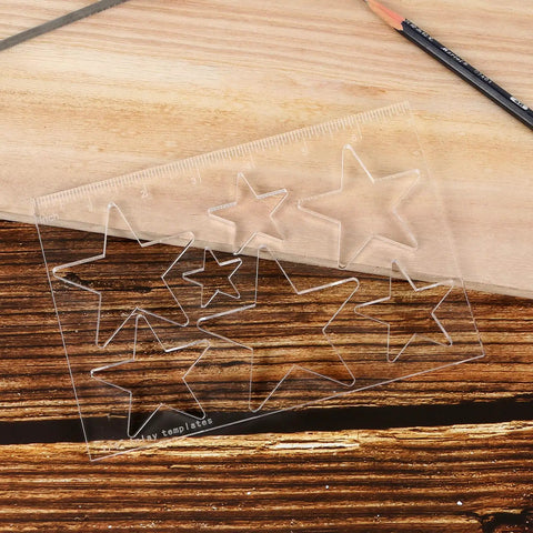 Kickass Star Router Jig Template Clear Hardened Acrylic Inlay Guide For Woodworking showing multiple star shapes on a work surface.