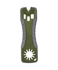 3 In 1 Broadhead Wrench And Sharpener For Archery, On The Go Grip Ready Multipurpose Tool in gray and olive, front view