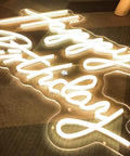 Birthday Neon Sign Led Flex Transparent Acrylic Letter Board Backlight Neon Light For Wall Decor And Party Setup 3D Personalized Neon Signs For Home Bar Room Decor 23.6 x 15.75 Inches Lit Colorful Glow For Party Vibes