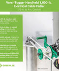 Greenlee G1 Versi-Tugger Handheld Cable Puller with adjustable boom for quick electrical wiring jobs with 68% faster speed.