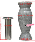 Real Granite Flower Vase With Stainless Steel Inner For Home Decor And Gravesite Memorials Durable Outdoor Garden Lawn And Yard Display 4 By 4 By 10 Inches Gray 633 shown with dimensions