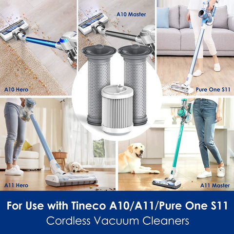 Collage of Replacement Filter Kit For A10 A11 S10 S11 S15 Series Cordless Vacuum Cleaners with pre and HEPA filters