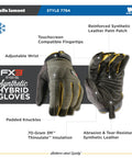 Hardworking Insulated Synthetic Leather Winter Work Gloves For Men With 3M Thinsulate, Fleece-Lined, Touchscreen Ready, Green, Large Size
