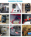 Beefy 150 Amp Car Circuit Breaker With Manual Reset For Autos Boats RVs Trucks And Solar Battery Systems 12V To 48V DC Waterproof IP67 UL Certified Type III Switchable installed in various vehicles and systems.