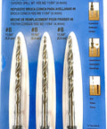 Three Piece Countersink Drill Bit Set With Wicked Sharp Tapered Edges And Heavy Duty Hex Shank, 11/64" HSS, suitable for wood.