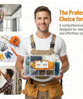 Person holding 510 Piece Wall Hanging Kit With Anchors And Screws for Picture Hanging, Sweet Setup for Frames, Canvases, and Art