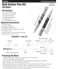 Kickin DIY Woodturning Project Kit Featuring Five Ceramic Flag Ballpoint Pen Hardware Sets And Precision Bushings For Turning Custom Writer Accessories diagram instructions for assembly and parts list.