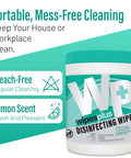 Bleach-Free Lemon Scent Disinfecting Surface Wipes Canister, 240 Count with turquoise cap and modern design.