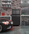 Heavy Duty Rolling Tool Chest With Five Drawers And Lockable Cabinet Boss Level Tool Organizer in garage setting