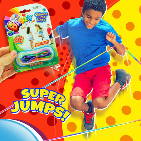 Rainbow Color Chinese Jump Rope Set Of Two Elastic Jump Ropes For Kids 72 Inch Long Stretch Rope For Outdoor Games And Group Play