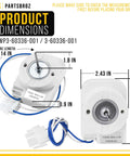 Evaporator Fan Motor Replacement For Whirlpool Maytag Amana Crosley Refrigerator Fridge Drop In Easy Install Direct Fit With 3-60336-001 AP6007509 PS11740626 DUF570WDD01 EV171NYMQ00 EVL165NXRQ03, product dimensions and wiring details.