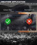 Genuine Carbon Fiber License Plate Frame Set With Secure Anti Theft Screws And Slick Black Finish for all-weather use.