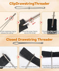 8 Piece Drawstring Threader Tool Set Stainless Steel 4 In 1 Kit Clip and Closed Threaders for Easy Lacing of Fabric