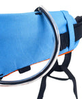 Close-up of blue Ultra Lightweight Half Body Climbing Harness For Kids And Teens with cushioned waist belt and metal loop.