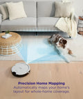 Robot Vacuum Cleaner With Beastly Suction For Pet Hair On Rugs And Hard Floors navigating room with dog and sofa