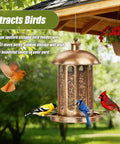 Large Capacity Metal Bird Feeder For Outdoor Hanging Built To Last Heavy Duty Wild Bird Feeder With Lantern Shaped Vintage Look
