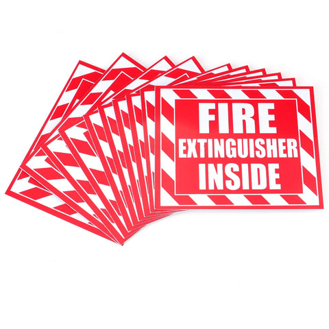 Hella Durable 10 Pack Fire Extinguisher Inside Sign Weatherproof Uv Resistant Self Adhesive Vinyl Decals For Rv Truck Trailer Car Safety Warning Label Incredibly Slick Peel And Stick Perfect For Open Roads