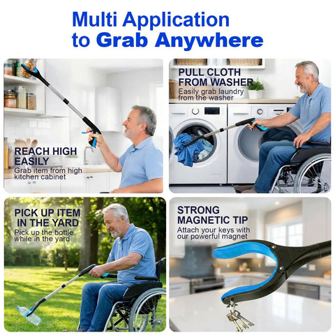 2 Pack 32 Inch Grabber Reacher Tool for Seniors Foldable Pickup Grabber With Magnet and Wide Claw, Heavy Duty Upper Body Helper, Great for Post Surgery Recovery and Safe Trash and Item Pickup
