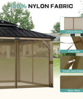 10x10 Ft Gazebo Mosquito Netting Replacement Four Panel Sidewalls With Two Way Zippers For Patio Backyard Deck And Lawn Netting Only Brown Durable 100 Percent Nylon Fabric For Outdoor Use