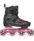 Lightning 90 Womens Urban Inline Skates For All Day Comfort And Versatility In Black And Sangria with memory buckle and 90mm wheels.