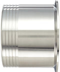 Side view of Sanitary 304 Stainless Steel Barbed Hose Adapter For Rubber Hose Hookup 6 Inch Tube OD To 6 Inch Hose ID Pipe To Hose Fitting