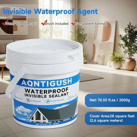 Straight Up Heavy Duty Transparent Waterproof Sealant To Nail Every Indoor And Outdoor Leak One Gallon Size Cures Fast To Form A Flexible Shield Around Cracks And Seams in a bright indoor setting.