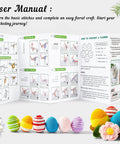 User manual and crochet samples from 113 Piece Crochet Kit With 1600 Yards Of 40 Color Assorted Acrylic Yarn For Knitting And Crochet.
