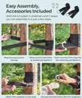 Double Hammock 98.4 X 59.1 Inches With 660 Lb Capacity Breathable Cotton Polyester Fabric setup with straps and carabiners