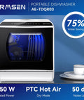 Ultra Compact Countertop Portable Dishwasher With No Hookup Setup Runs Smooth To Clean Forty Plus Dishes Fast, displayed with a modern design.