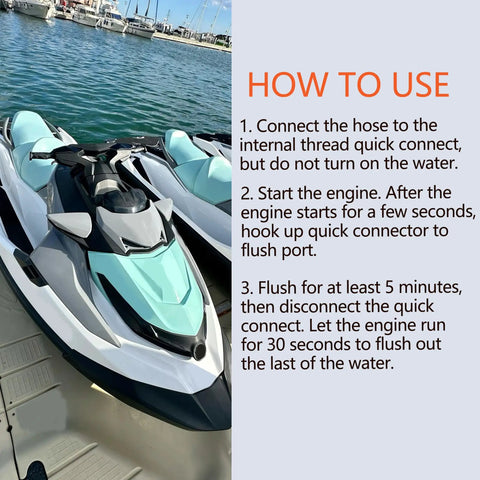 4 Piece Outboard Quick Connect Flush Adapter Kit for Jet Ski and PWC Water Hose Flush System for Kawasaki 4 Stroke Watercraft Marine Engines Replacement Parts, Easy Connect, Durable, Wide Compatibility with Most Personal Watercraft