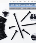210 Piece Six Gauge One And A Quarter Inch Drywall Screws Black Oxide Coated Carbon Steel With Coarse Threads on white background