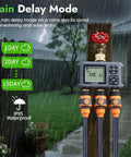 Water Timer With Brass Inlet For Outdoor Hose 3 Independent Zones Auto Manual Rain Delay IPX5 Waterproof Sprinkler Controller