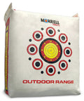 Two Sided Archery Target Bag With 50 Bullseyes For Practice And Range, Foam Core Target Block, white finish, side angle view