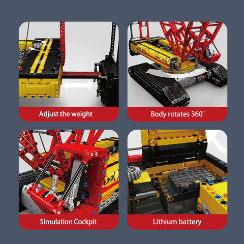 Realistic Crawler Crane Building Block Kit With Motors For Adults, Heavy Duty Engineering Set, 4318 Pieces close-up details