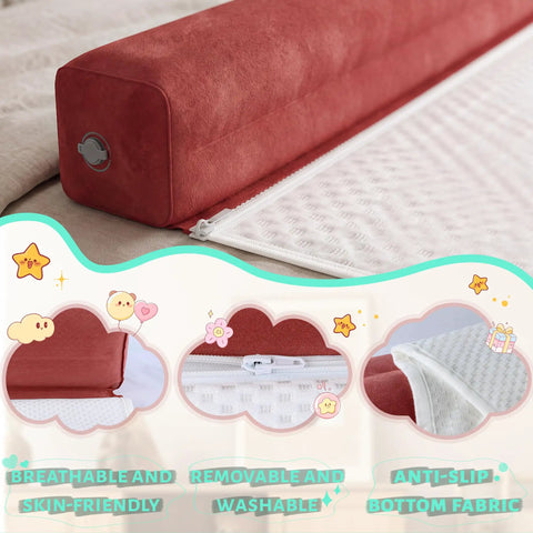 Inflatable Bed Rails For Toddlers 2 Pack Travel Bumpers with non-slip washable cover detail