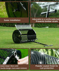 24 Inch Compost Spreader for Lawns with Installation Support Accessories Metal Mesh Roller Spreader showcasing details and features