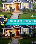 Solar Ground Lights Outdoor 12 Pack With 12 LED Disk Lights illuminate garden pathway with warm white glow by house