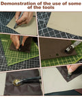 Demonstration of tools in use from Leather Tooling Kit For Leather Craft Enthusiasts 588Pcs DIY Set With Handbag Case