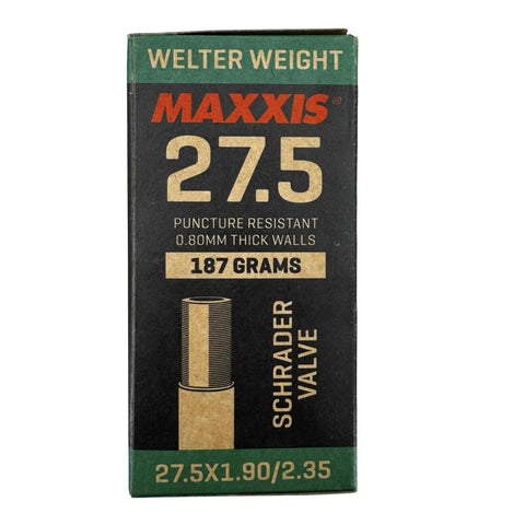 Box of Welter Weight 27.5 Inch Inner Tube With Schrader Valve, Puncture Resistant MTB Tube Fits 1.90 To 2.35 Tire Widths