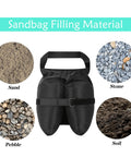 Set of Four Canopy Weights Sand Bags, Heavy Duty 420D Oxford Tent Weights with different filling materials background.