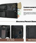 Must Have Beach Backpack With Wet Pocket And Waterproof Zipper Drawstring Mesh Bag showing large capacity and multiple pockets