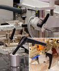 Set Of 2 Adjustable Clamping Lever Handles M8x20mm Quick Release Bolts on industrial equipment, black oxide carbon steel, close-up view
