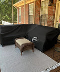 Heavy Duty 420D Outdoor V Shaped Sectional Sofa Cover With Windproof Buckles, Waterproof PU Coating on patio