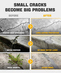 Before and after effects of Concrete Crack Filler 3 Pack Oil Based Heavy Duty Self Leveling Sealant Waterproof Quick Drying
