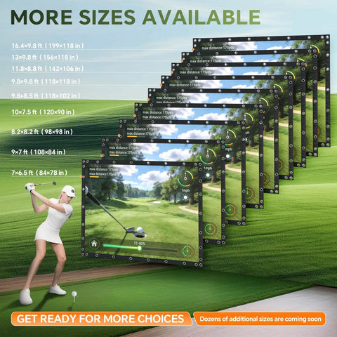 Triple Layer Golf Projection Screen For Home Practice Washable Impact Screen Built Tough For Home Golf Simulators, multiple sizes
